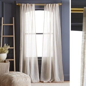 NWT QUINCE Set Of 4 48x108 European Linen Sheer Curtains Flax 4080